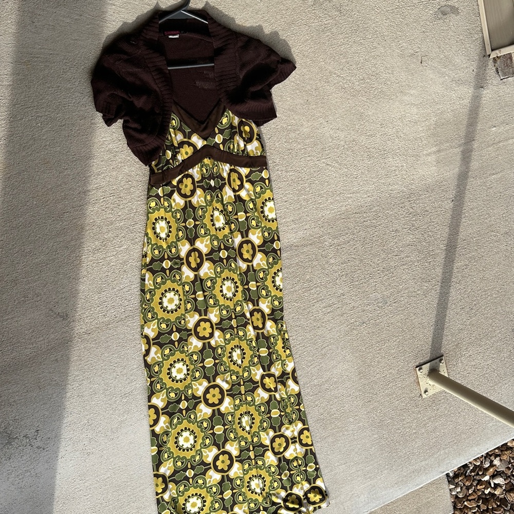 Apt. 9 Black and Green Floral Maxi Dress